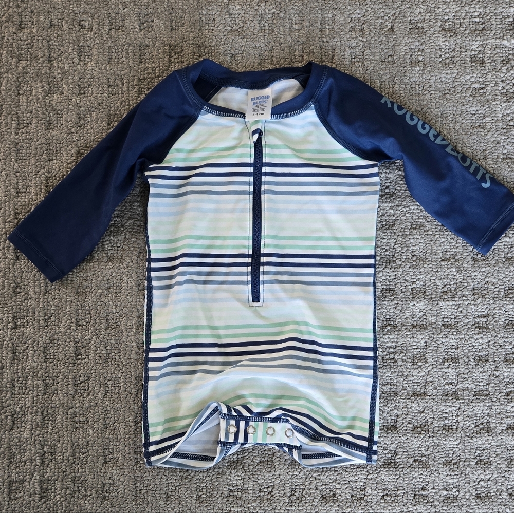 Nautica Kids' Striped Swim Suit - Blue and White